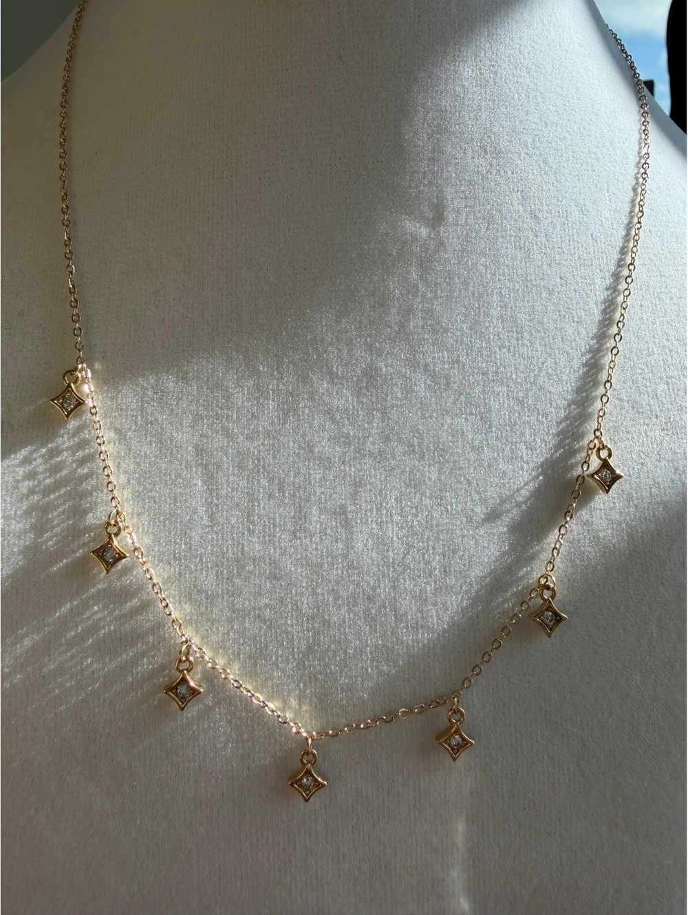Non-Tarnish 18K Gold Plated Crystal Charm Necklace